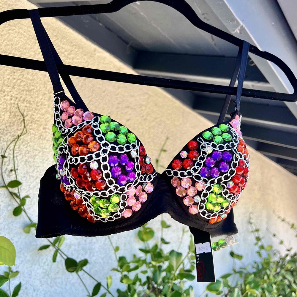 Sequin Bra NWT by Hearts Rob Rainbow Embellished Costume Top Womens Size Large